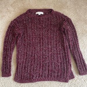 Loft Maroon and White Sweater Petite Small SP